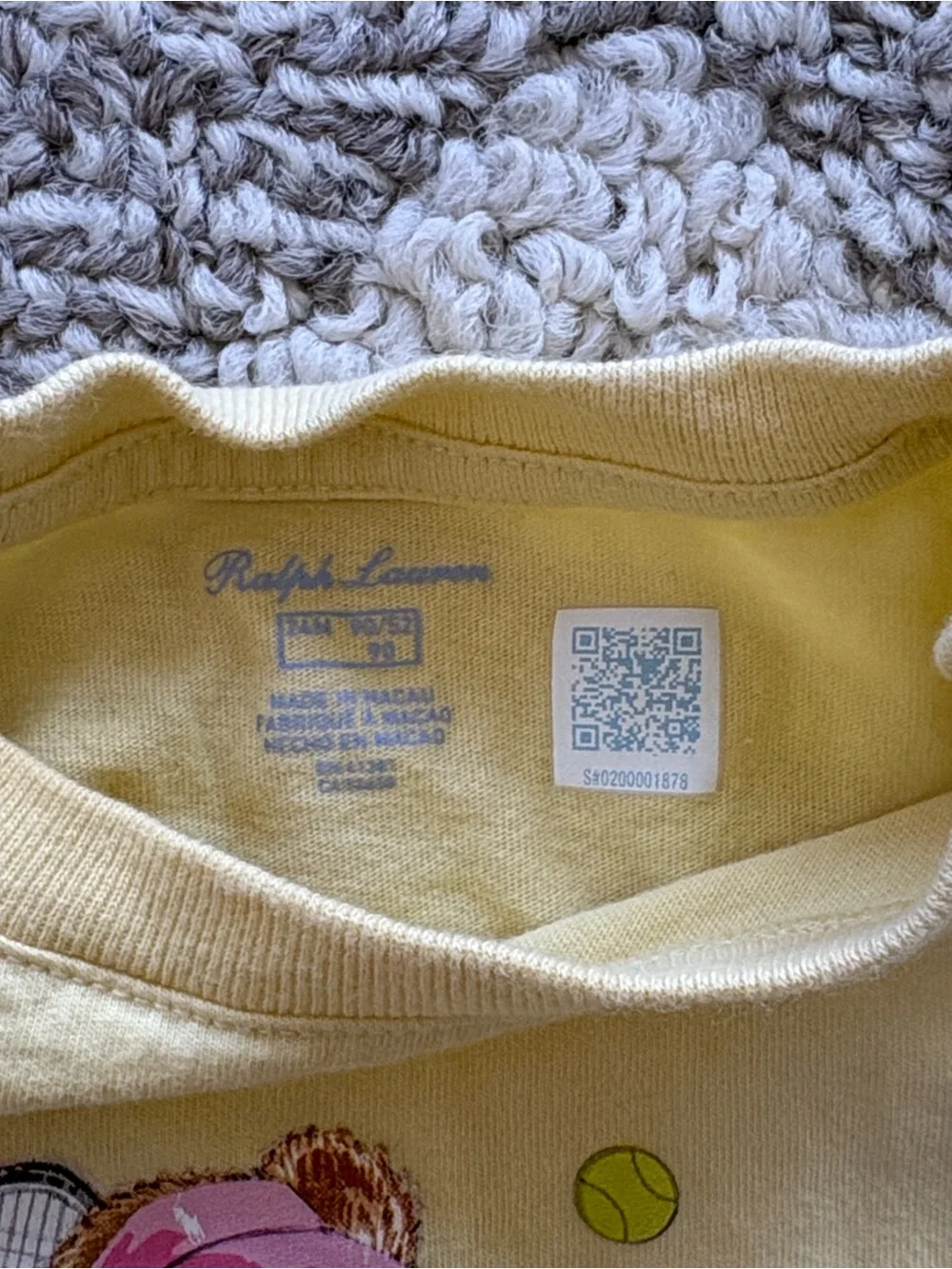 RALPH LAUREN TENNIS POLO BEAR YELLOW COTTON JERSEY PEPLUM TEE BABY 24m